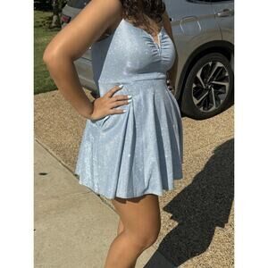 Spaghetti Strap Sweetheart Flared Party Dress Size XL. Powder Blue Dillards